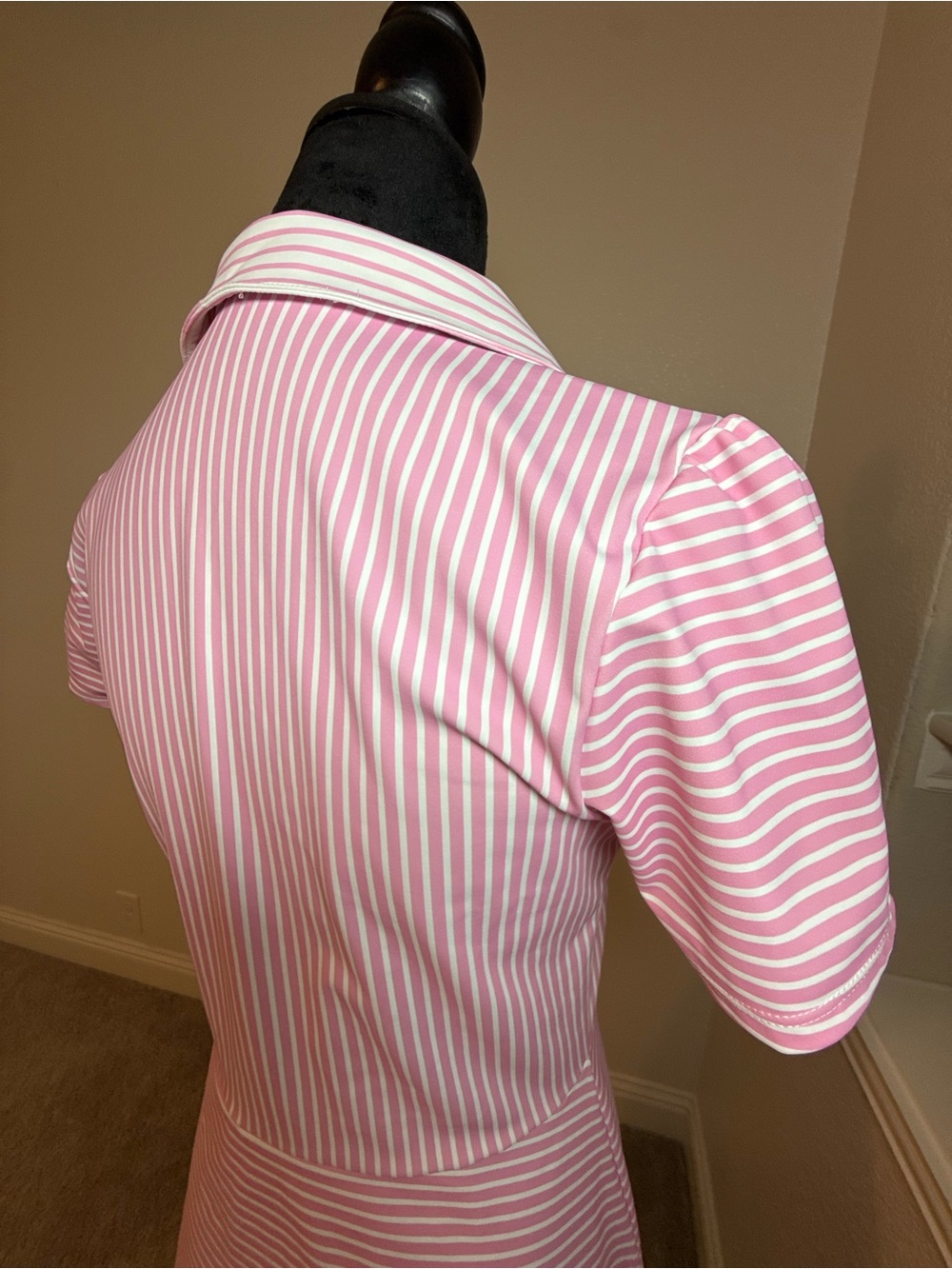 Addison Bay Cricket Pink Striped Polo-Style Short Sleeve Dress - Picture 8 of 9